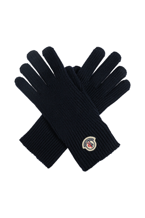 Wool gloves with logo patch od Moncler