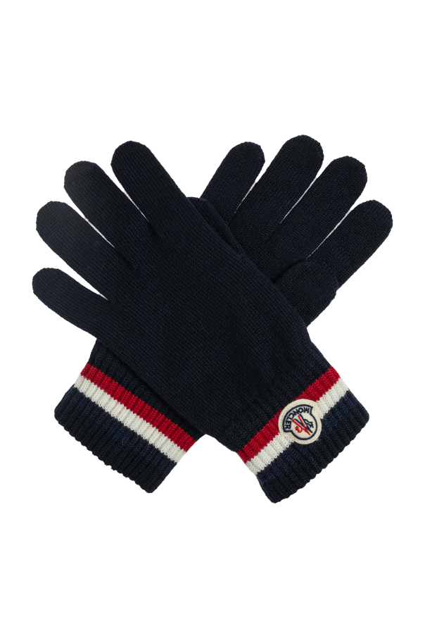 Woolen gloves with logo patch od Moncler