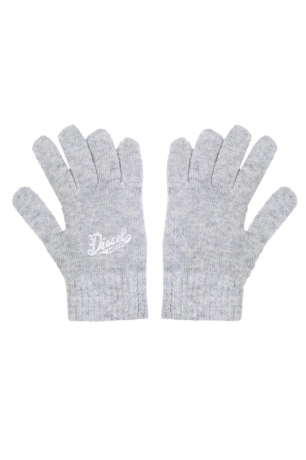 Diesel Kids Logo-printed gloves