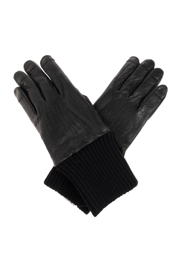 Leather gloves with ribbed cuffs od Rick Owens