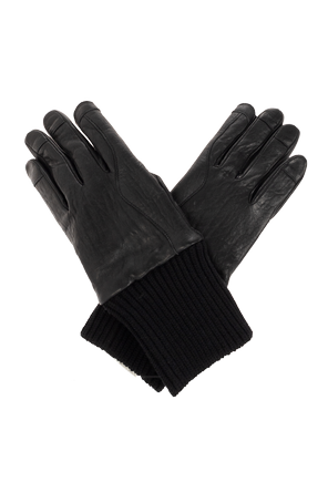 Leather gloves with ribbed cuffs