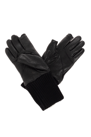 Rick Owens Leather gloves with ribbed cuffs