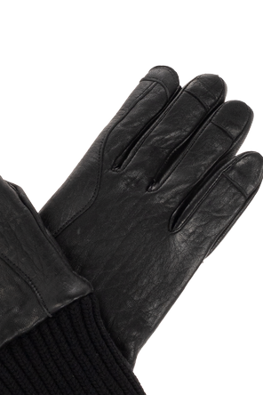 Rick Owens Leather gloves with ribbed cuffs