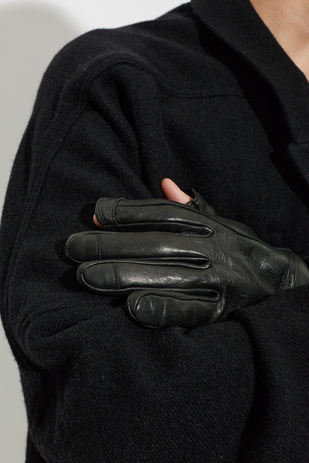 Rick Owens Kožené rukavice s manžetou