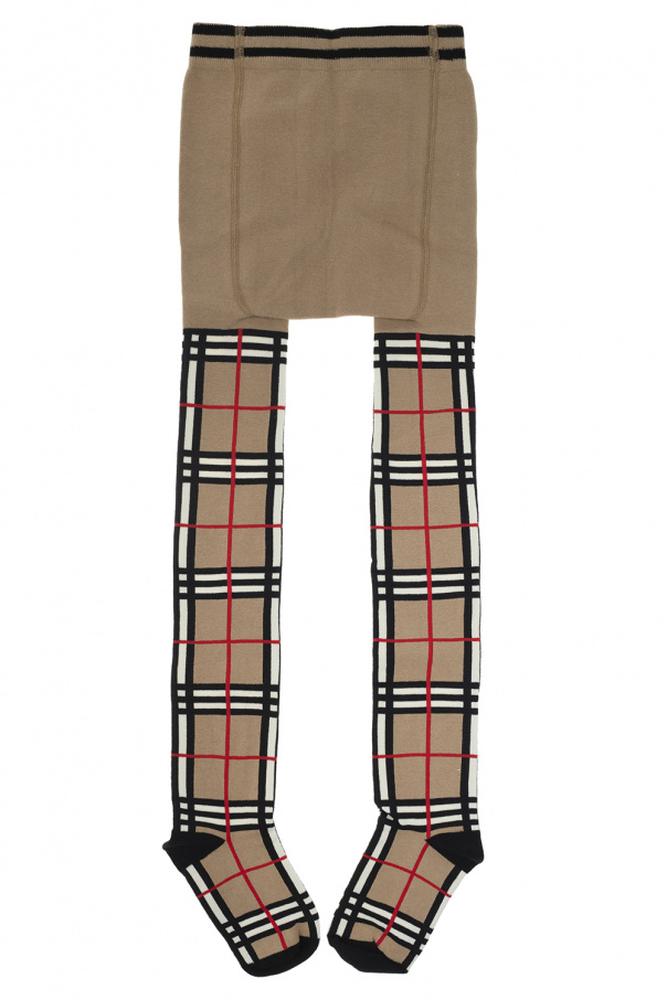 burberry Detail Kids Checked tights