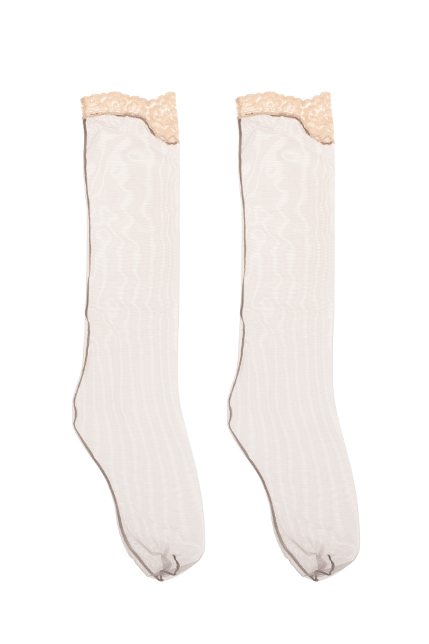 Knee-high socks with lace trim od Valentino Garavani