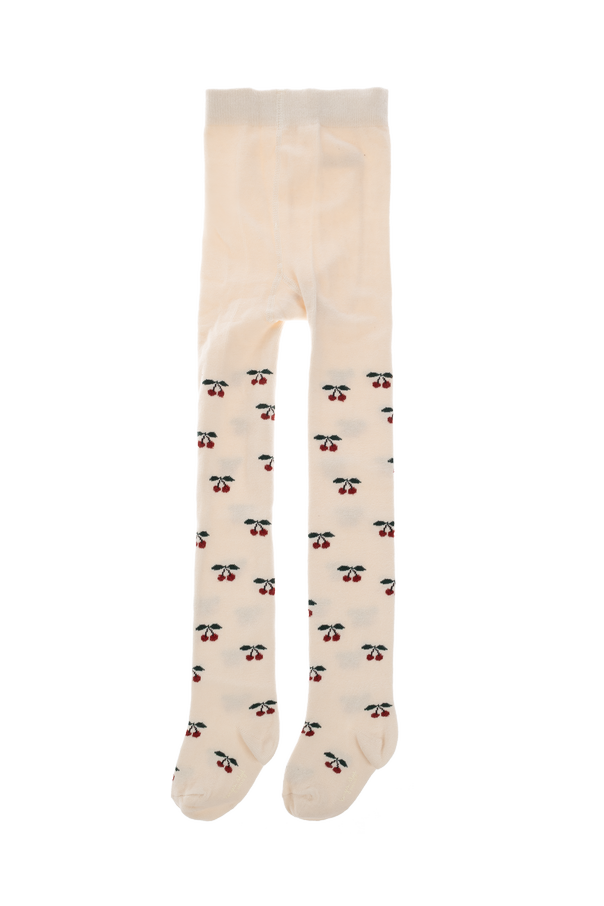 Konges Sløjd Cream Cotton Tights with Cherry Pattern – Kids