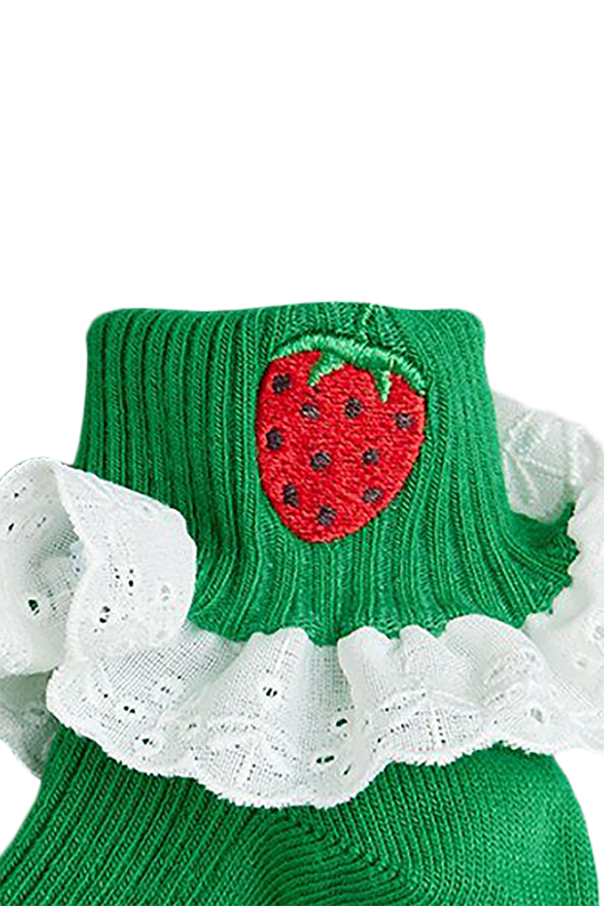 Mini Rodini Bawełniane skarpety z ażurową falbaną