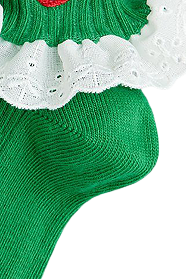 Mini Rodini Bawełniane skarpety z ażurową falbaną