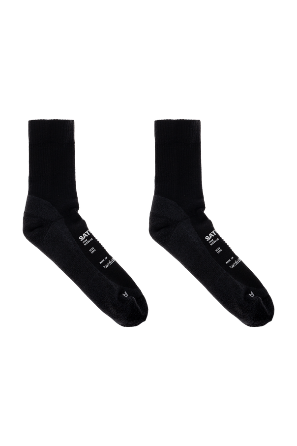Satisfy Men's Black Designer Socks with Logo by Satisfy