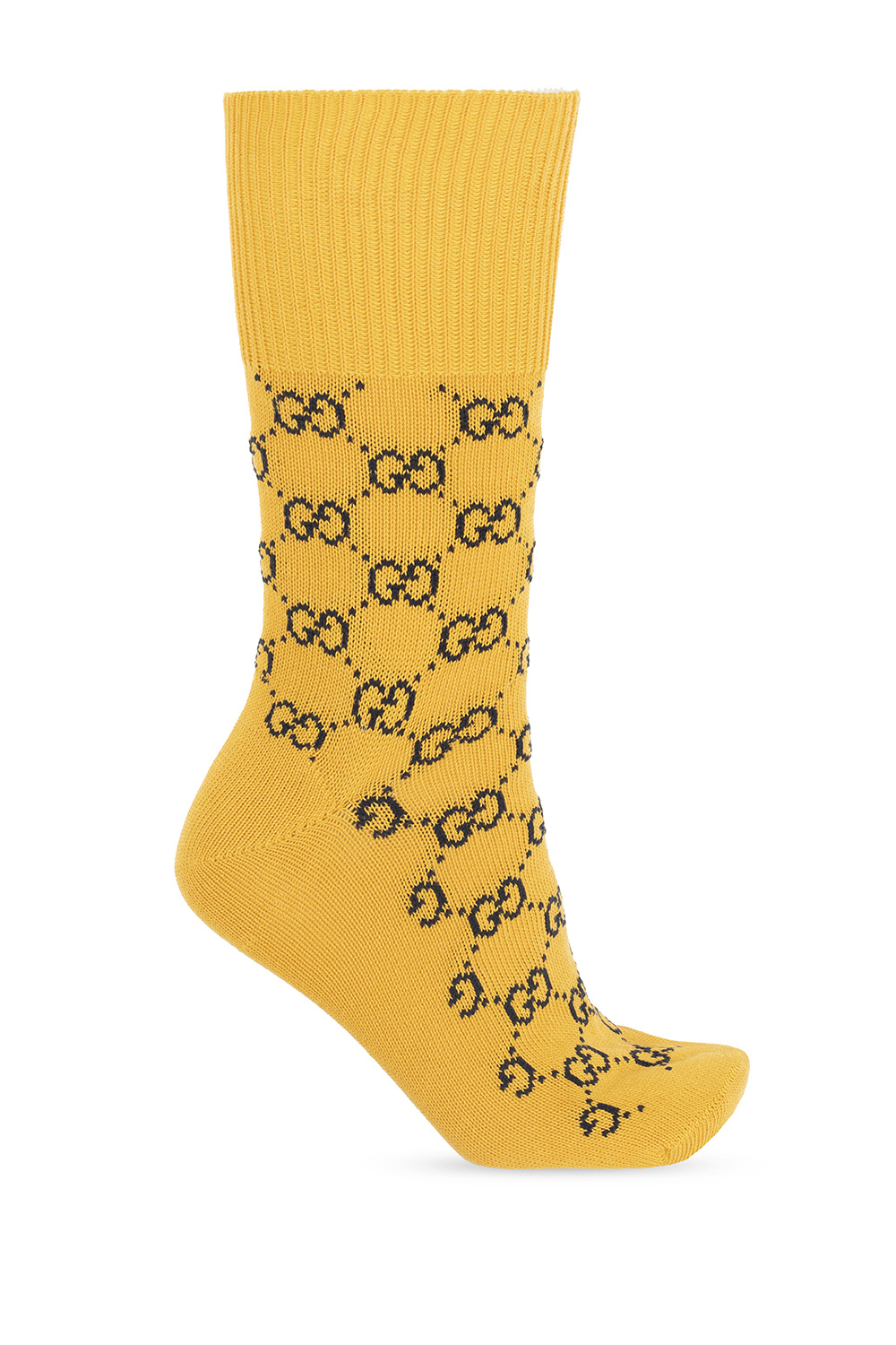 Gucci GG Ankle Socks in Yellow with Silver Lamé GG M (9) = 20-22 cm