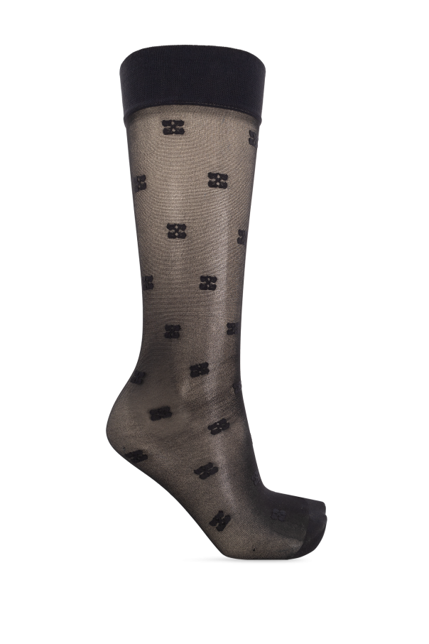 Ganni Monogrammed knee-high socks