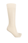 Ganni cream Monogrammed knee-high socks