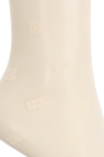 Ganni cream Monogrammed knee-high socks