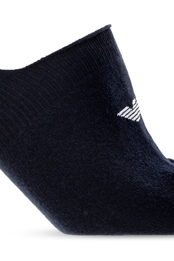 Emporio Armani Emporio Armani Set of Three Black Low-Cut Socks with White Logo