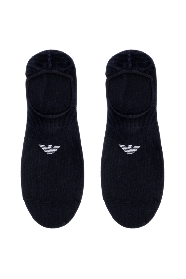 Emporio Armani Emporio Armani Set of Three Black Low-Cut Socks with White Logo