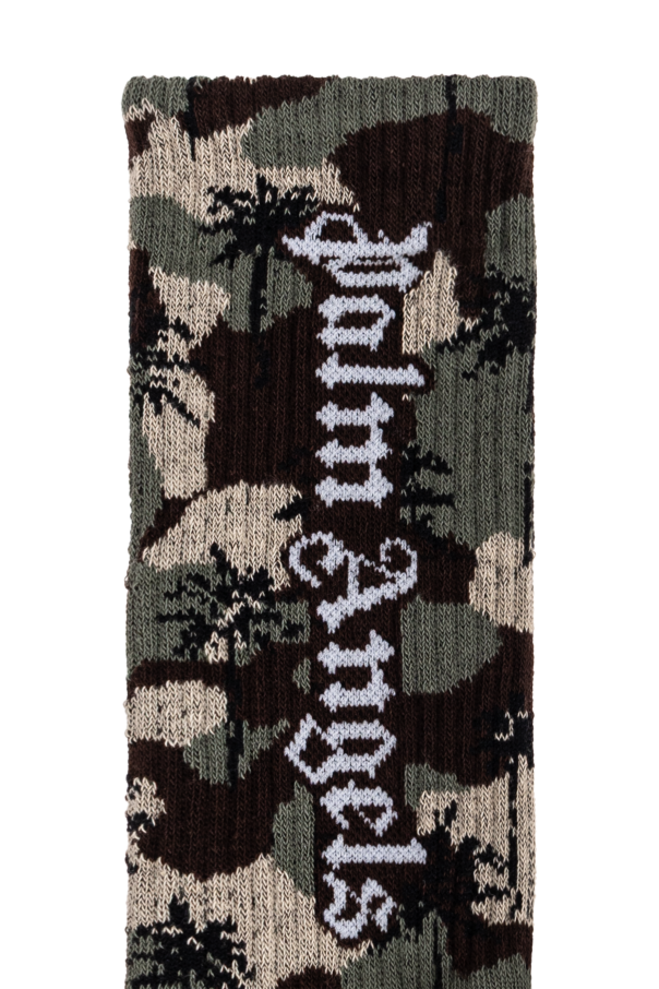 Palm Angels Kids Calcetines de algodón con estampado de camuflaje