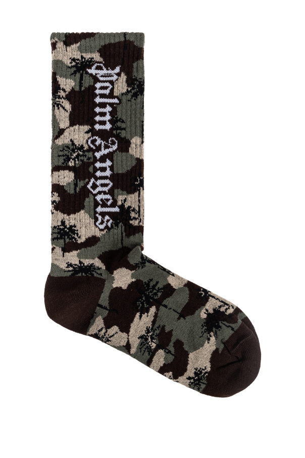 Palm Angels Kids Calcetines de algodón con estampado de camuflaje
