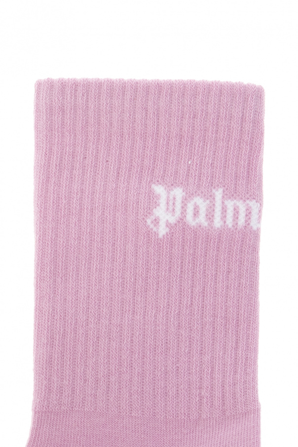 Palm Angels Kids Pink socks from . Crafted from cotton, this pair features ribbed cuffs and white logo embroidery