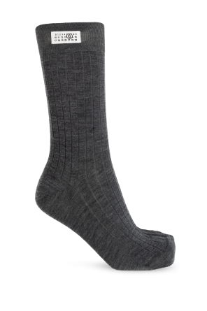Wool socks with logo patch