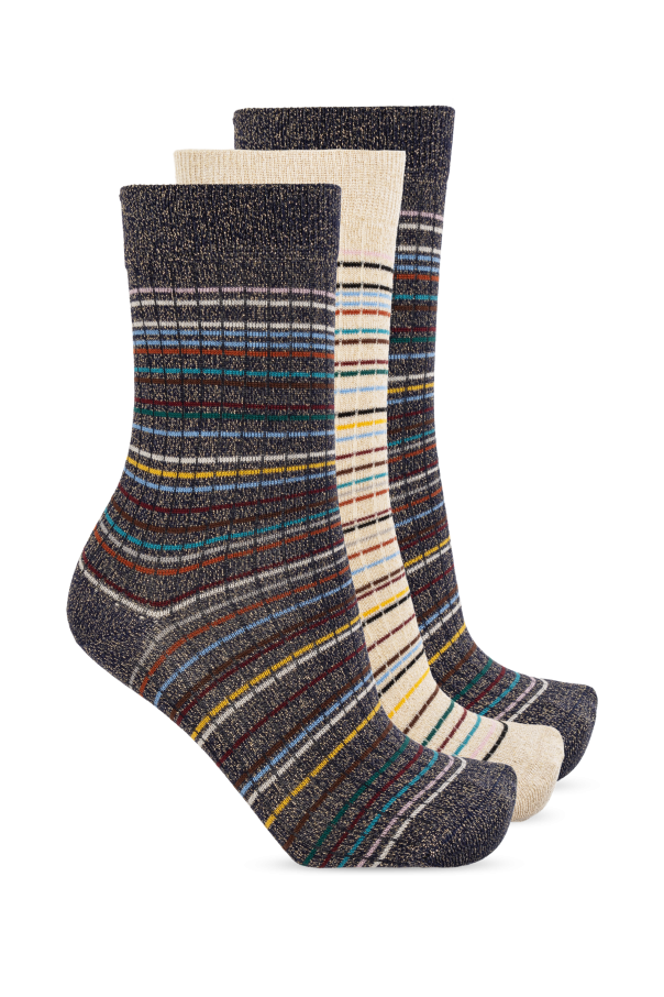 Paul Smith Pack de tres calcetines de algodón con hilo de lurex