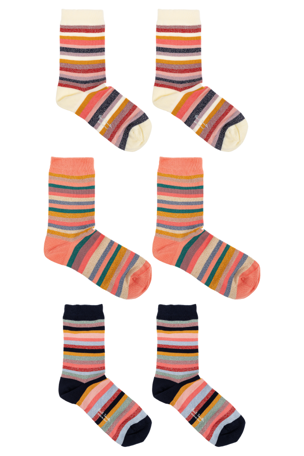Paul Smith Paquete de tres calcetines de algodón con hilo de lúrex