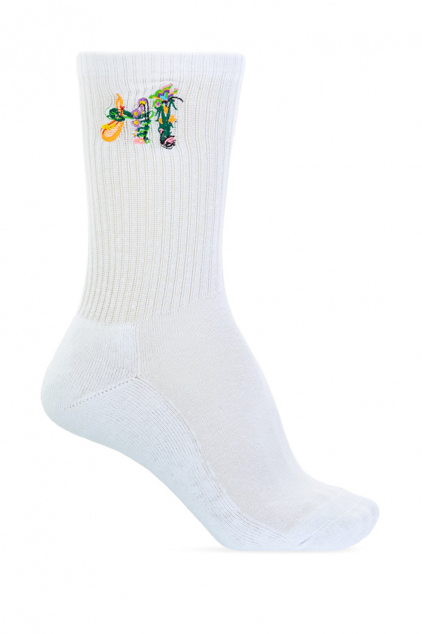Opening Ceremony Socks with floral lettering
