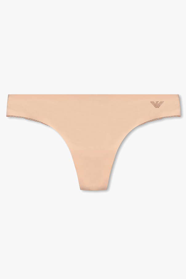 Emporio Armani canvas Thong with lace back
