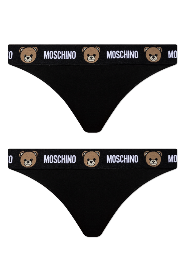 Two-pack of thongs with logo od Moschino