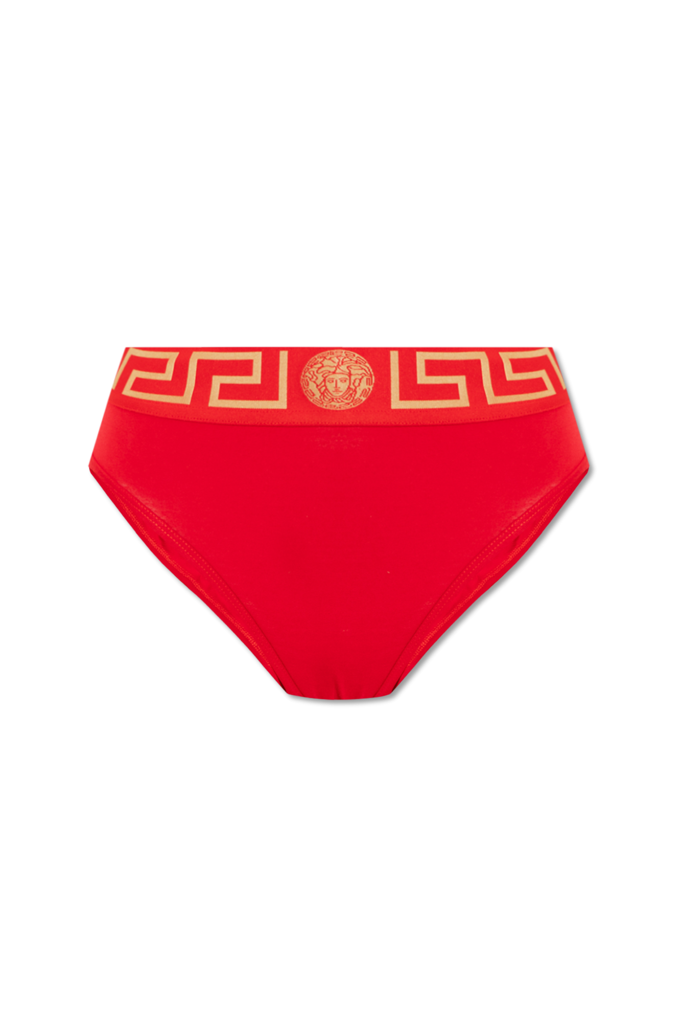 Versace Underwear Red La Greca Thong 'Dark Red