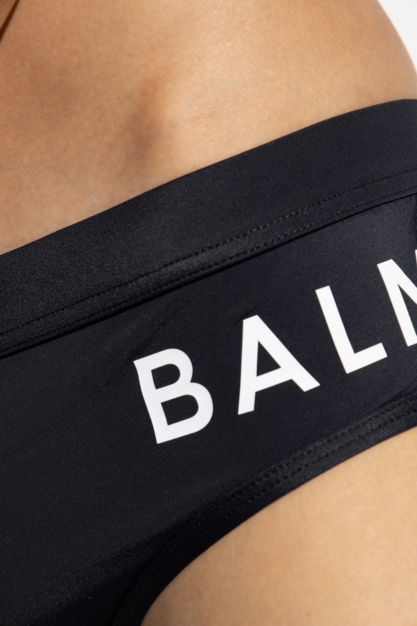 Balmain belt balmain contrast-trim V-neck T-shirt