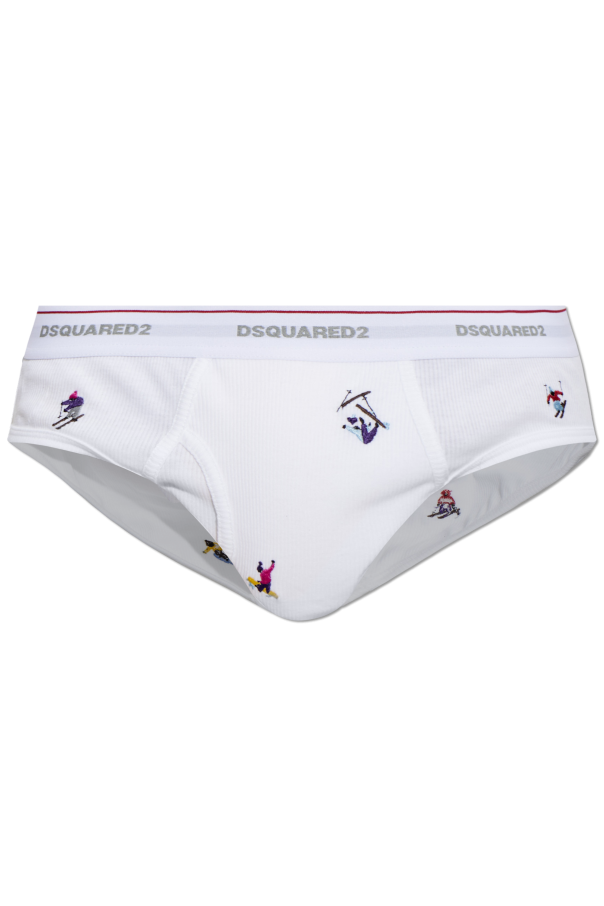 Cotton briefs with colorful embroidery od Dsquared2