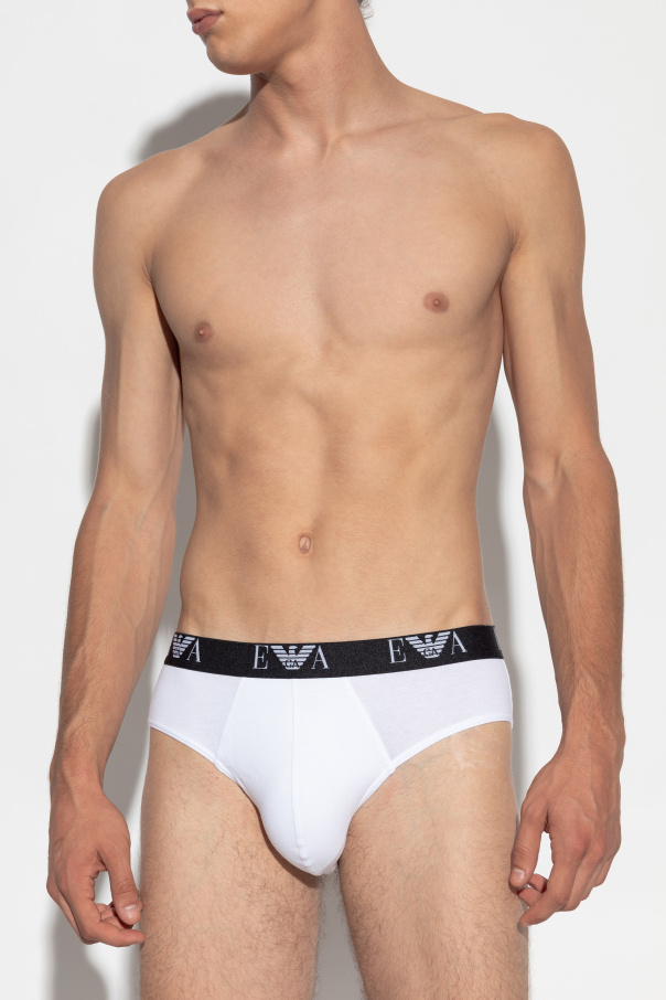 Emporio Armani Pack de tres slips de algodón con logo