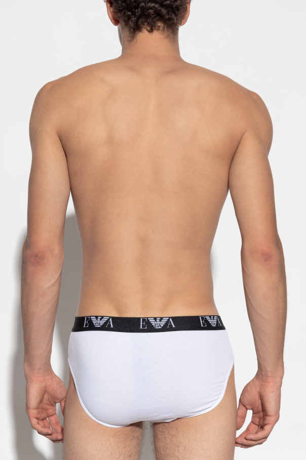 Emporio Armani Pack de tres slips de algodón con logo