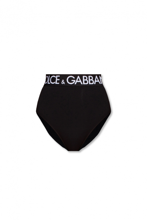 Dolce & Gabbana leopard print one-piece swimsuit Brown High-waisted briefs