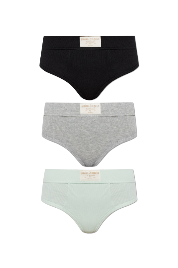 3-pack of high-waisted cotton thongs od Palm Angels