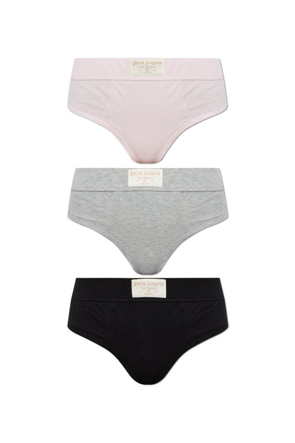 3-pack of high-waisted cotton thongs od Palm Angels