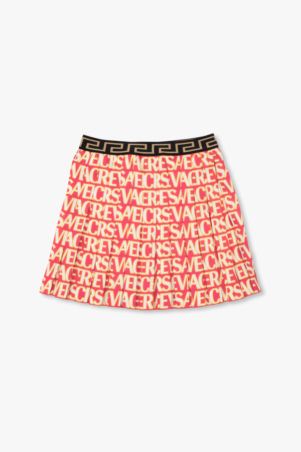 Versace Kids Plisowana spódnica z logo