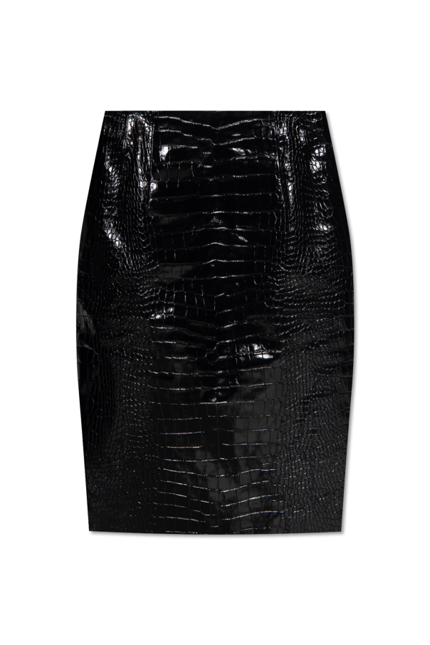 Versace Leather skirt with crocodile effect