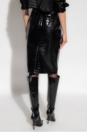 Versace Leather skirt with crocodile effect