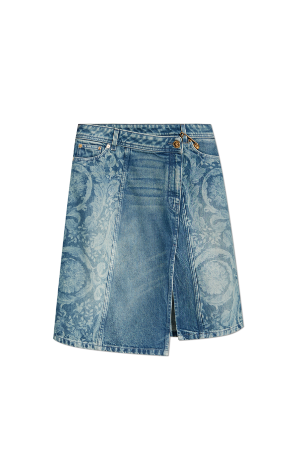 Denim skirt with front slit od Versace