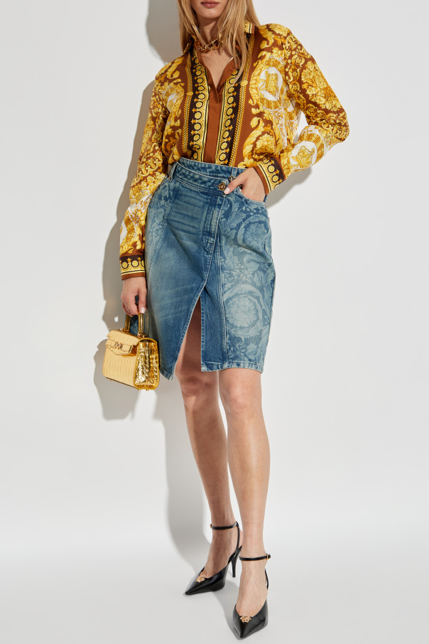 Versace Falda vaquera con abertura delantera