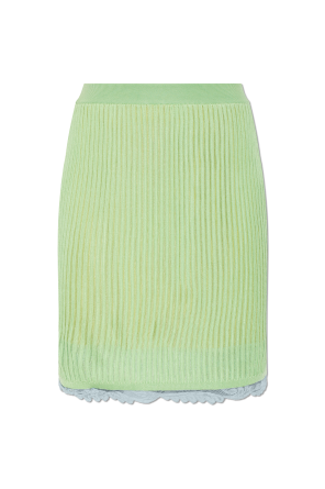 Ribbed skirt with lace trim