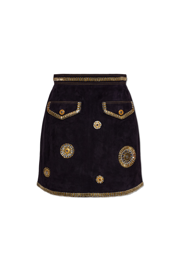Suede skirt with appliqués od Versace
