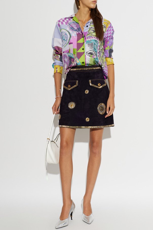Versace Suede skirt with appliqués