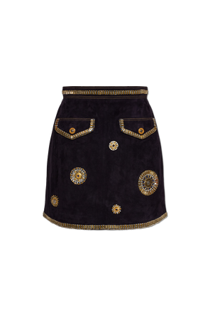 Suede skirt with appliqués