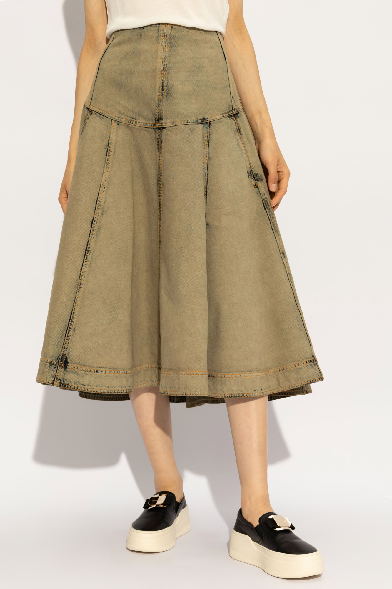 FERRAGAMO Denim skirt with a `vintage` effect