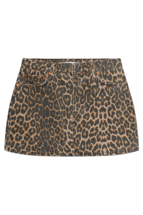 Denim skirt with animal print