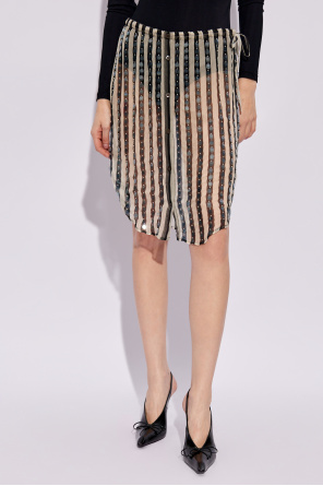 Dries Van Noten Silk skirt with sequins