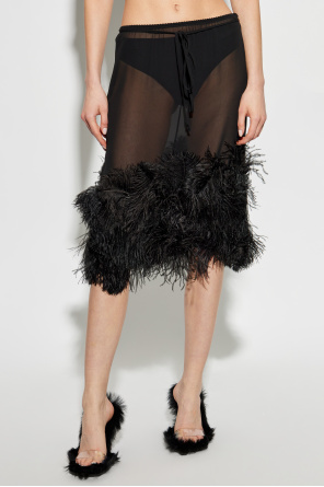 The Attico Skirt with ostrich feathers